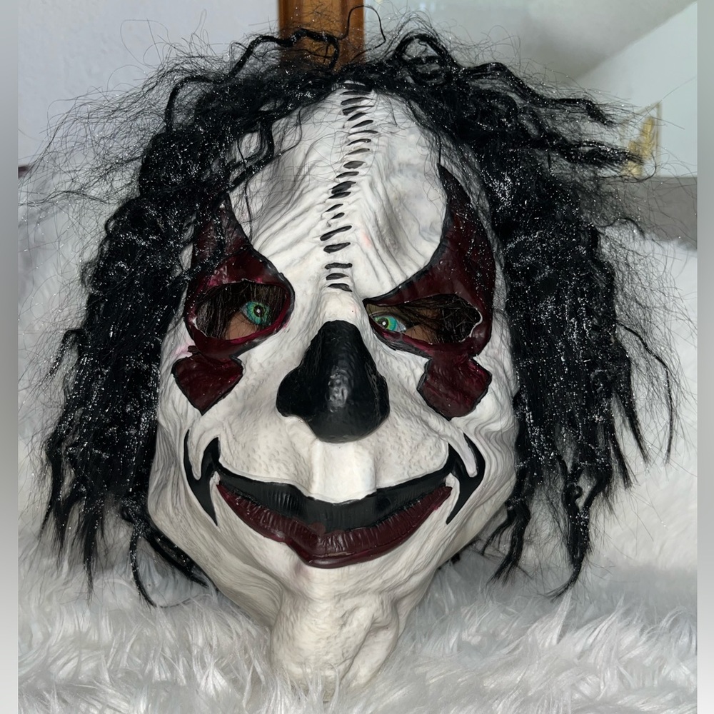 Spirit Halloween Clown Full Mask Black Hair